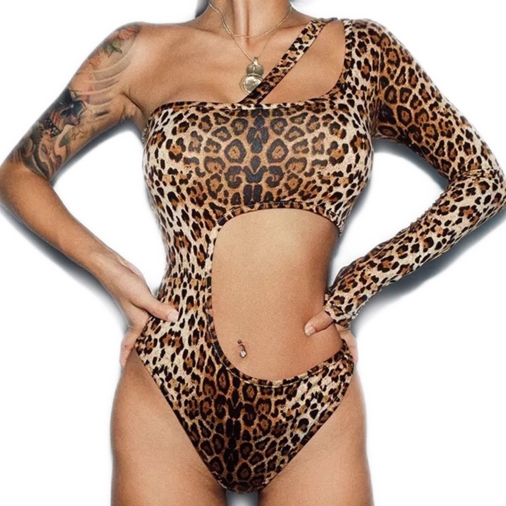 Animal Print One Shoulder Bodysuit